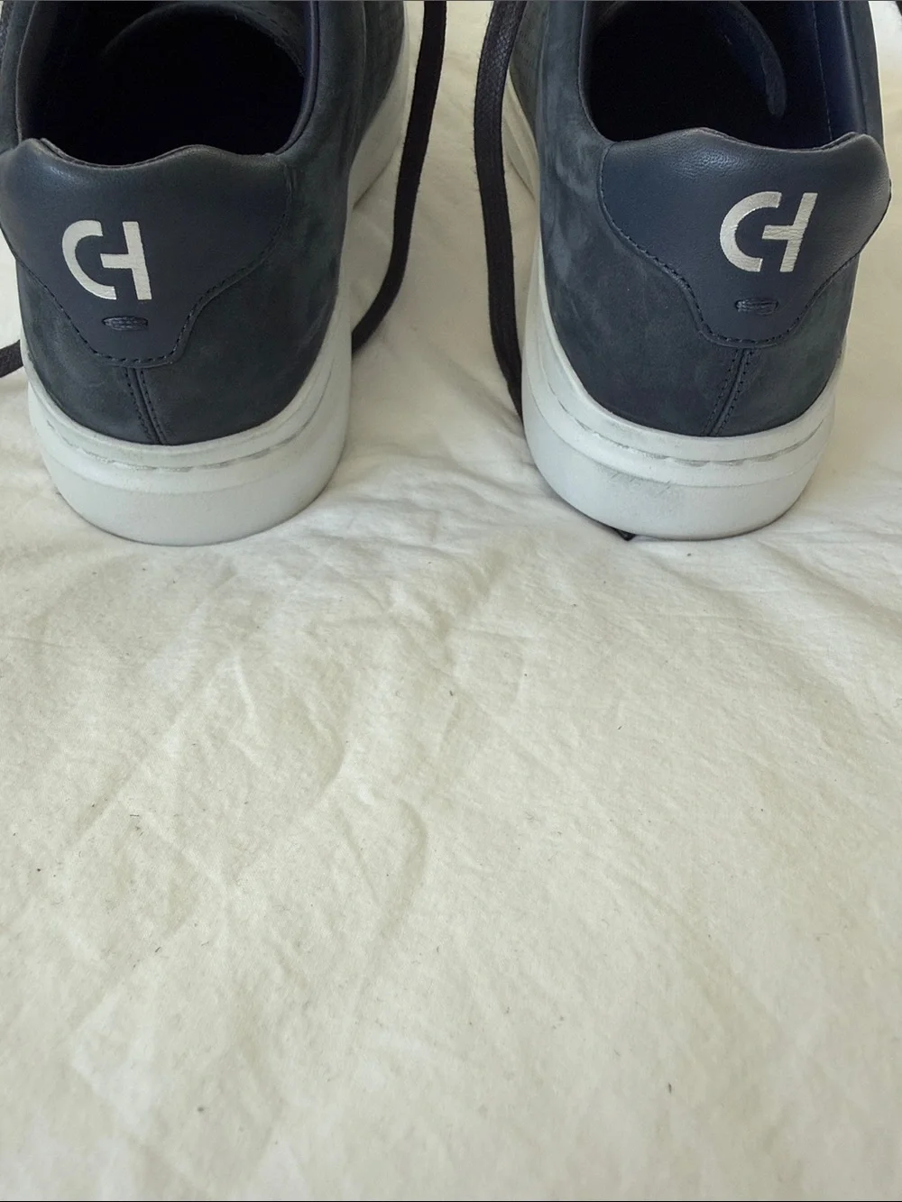 Cole Haan Grand Men’s Perforated Suede Sneakers -  Navy Blue